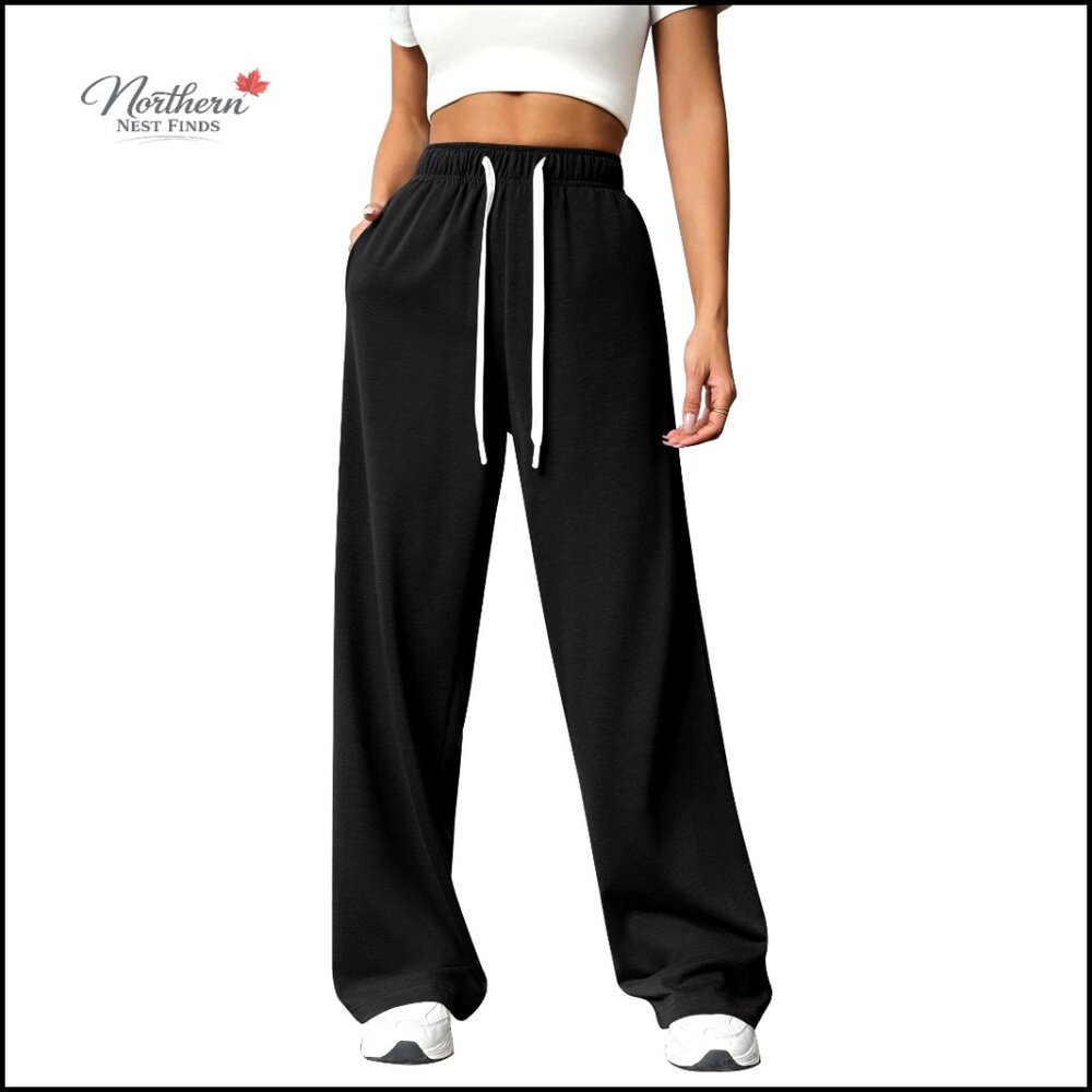 Wide Leg Sweatpants High Waisted Baggy Drawstring Workout Pants with Pockets